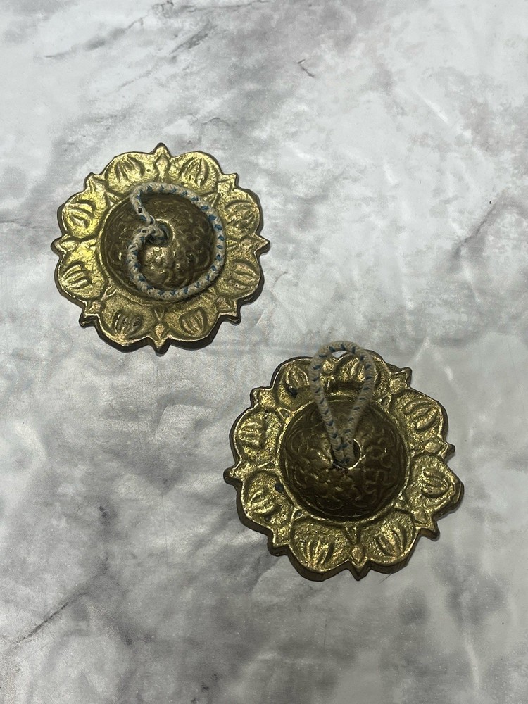 Vintage Set of 2 Solid Brass Finger Cymbals  Belly Dancer