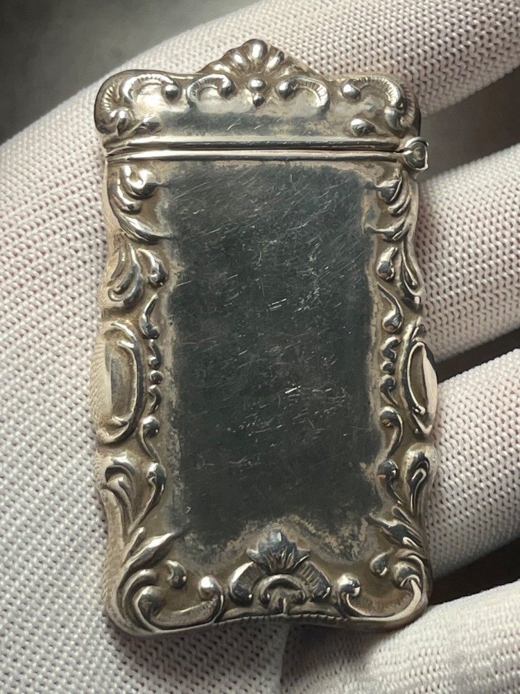 antique sterling silver match safe vesta case
