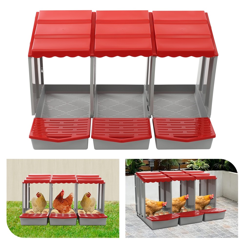 3-Compartment Chicken Nesting Box for Efficient Egg Laying and Easy Collection