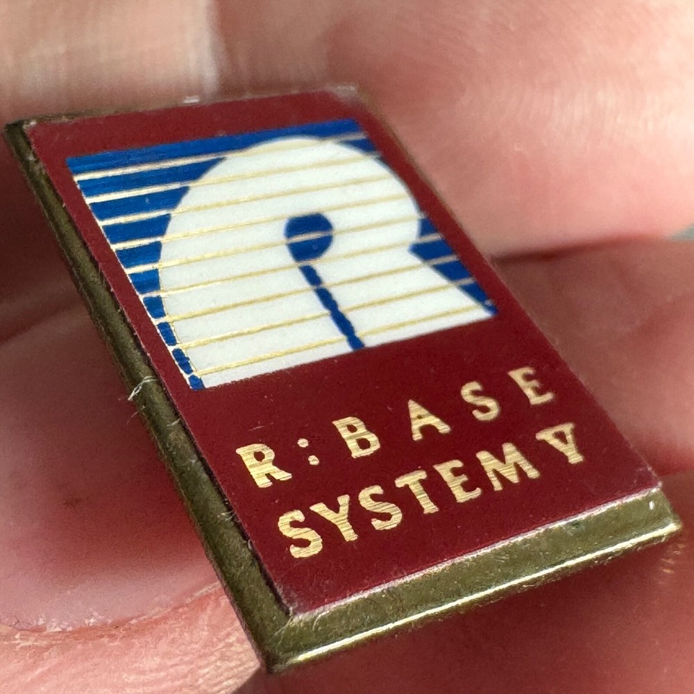 Vintage R:Base System V Lapel Pin IBM PC Relational Database Software