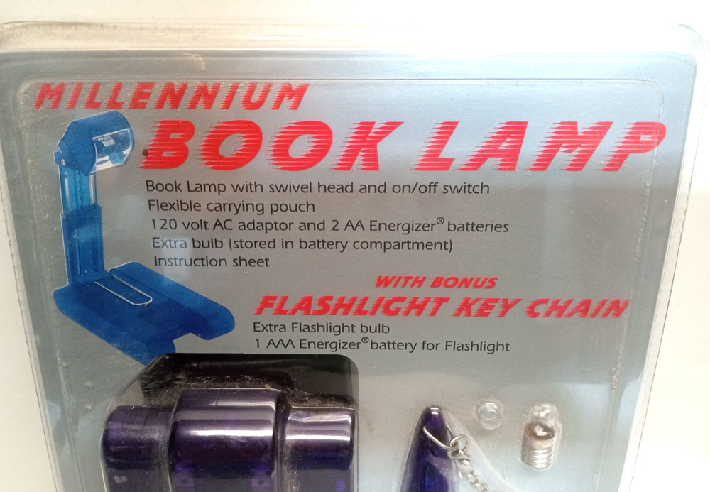 Millenium Book Lamp W/ Matching Keychain Flashlight W/ Power Adaptor / Xtra Bulb