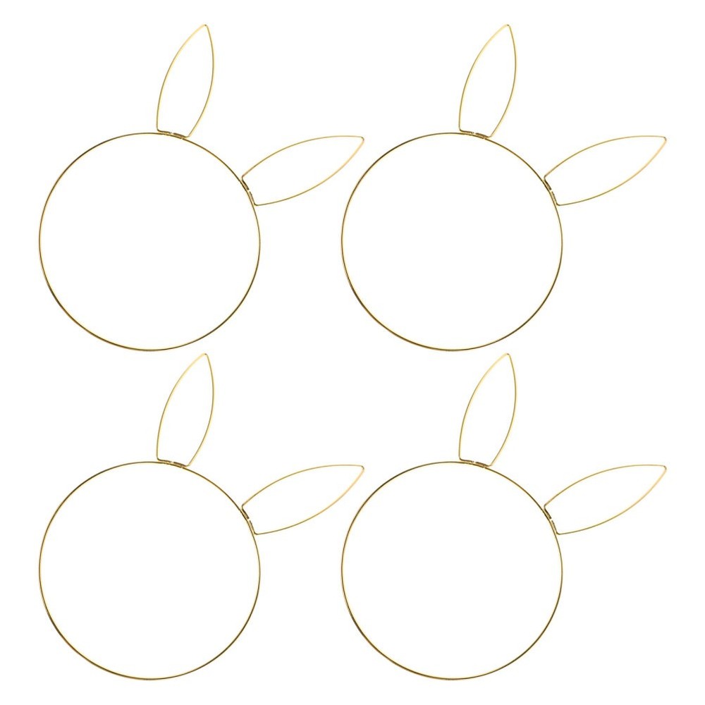 4 Pcs Rabbit Head Garland Bunny Ear Wire Wreath Easter Decorations