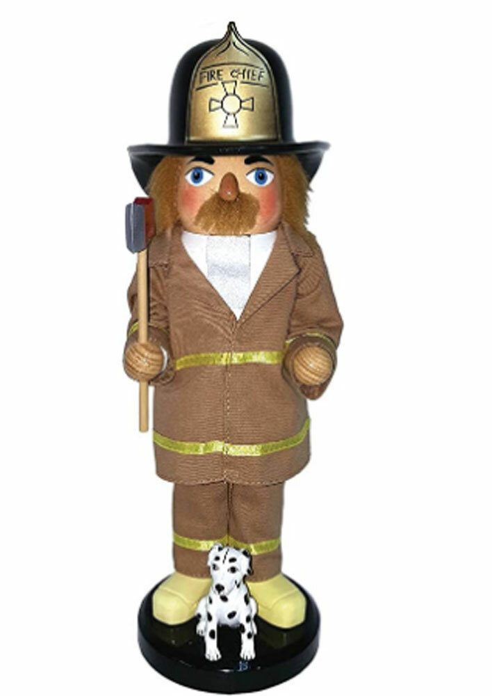 Santa's Workshop Fireman and Dalmatian Nutcracker 14"