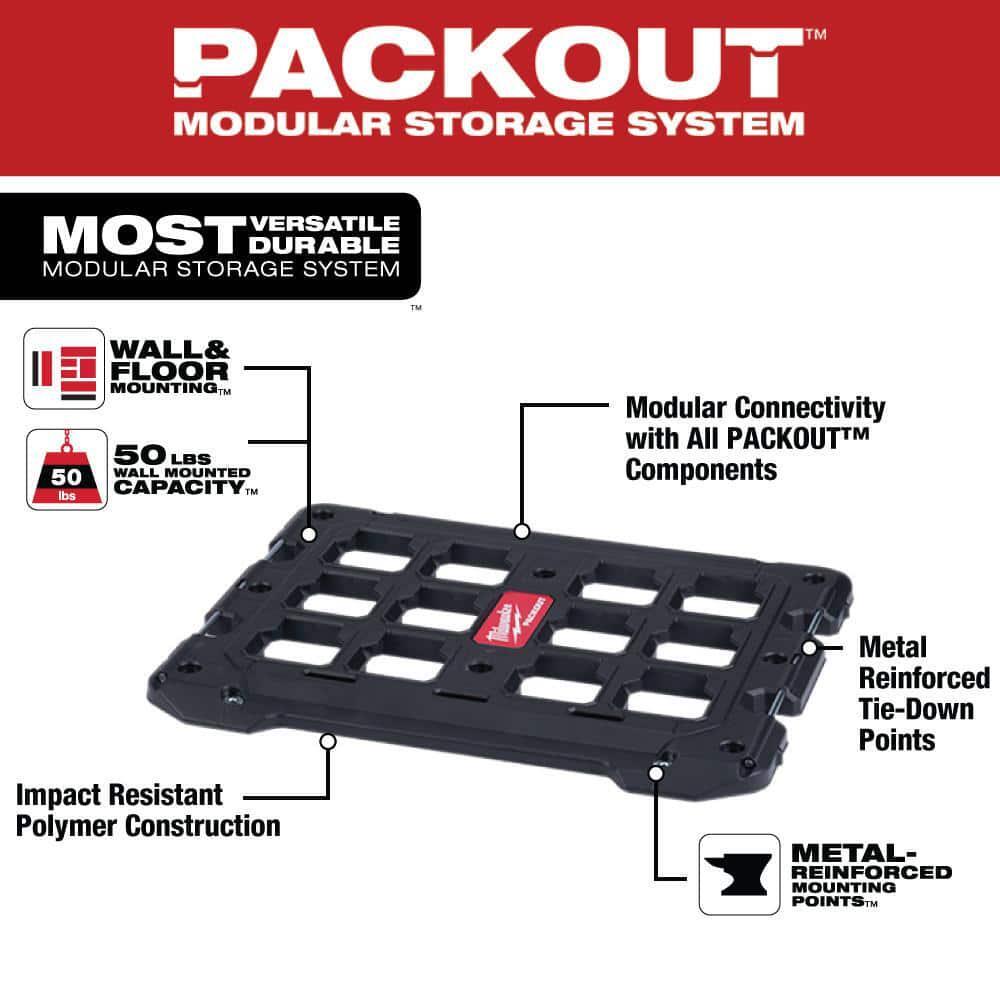 Durable Milwaukee PACKOUT Wall and Floor Mounting Plate Storage System