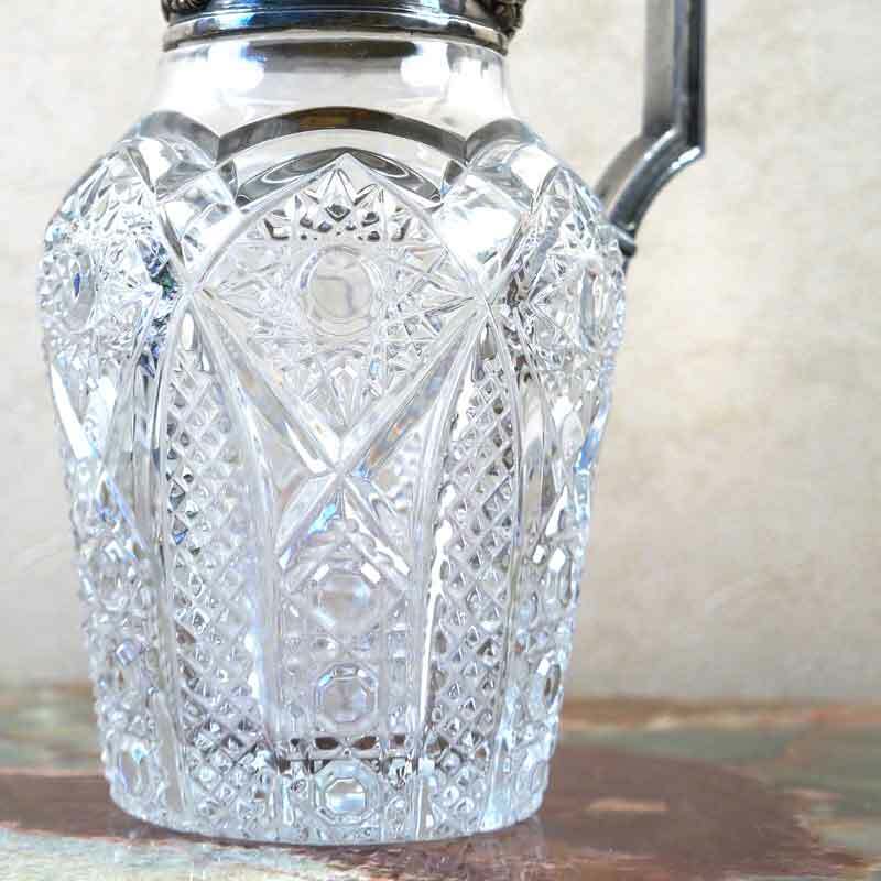 Morozov Russian Crystal Glass Silver Decanter