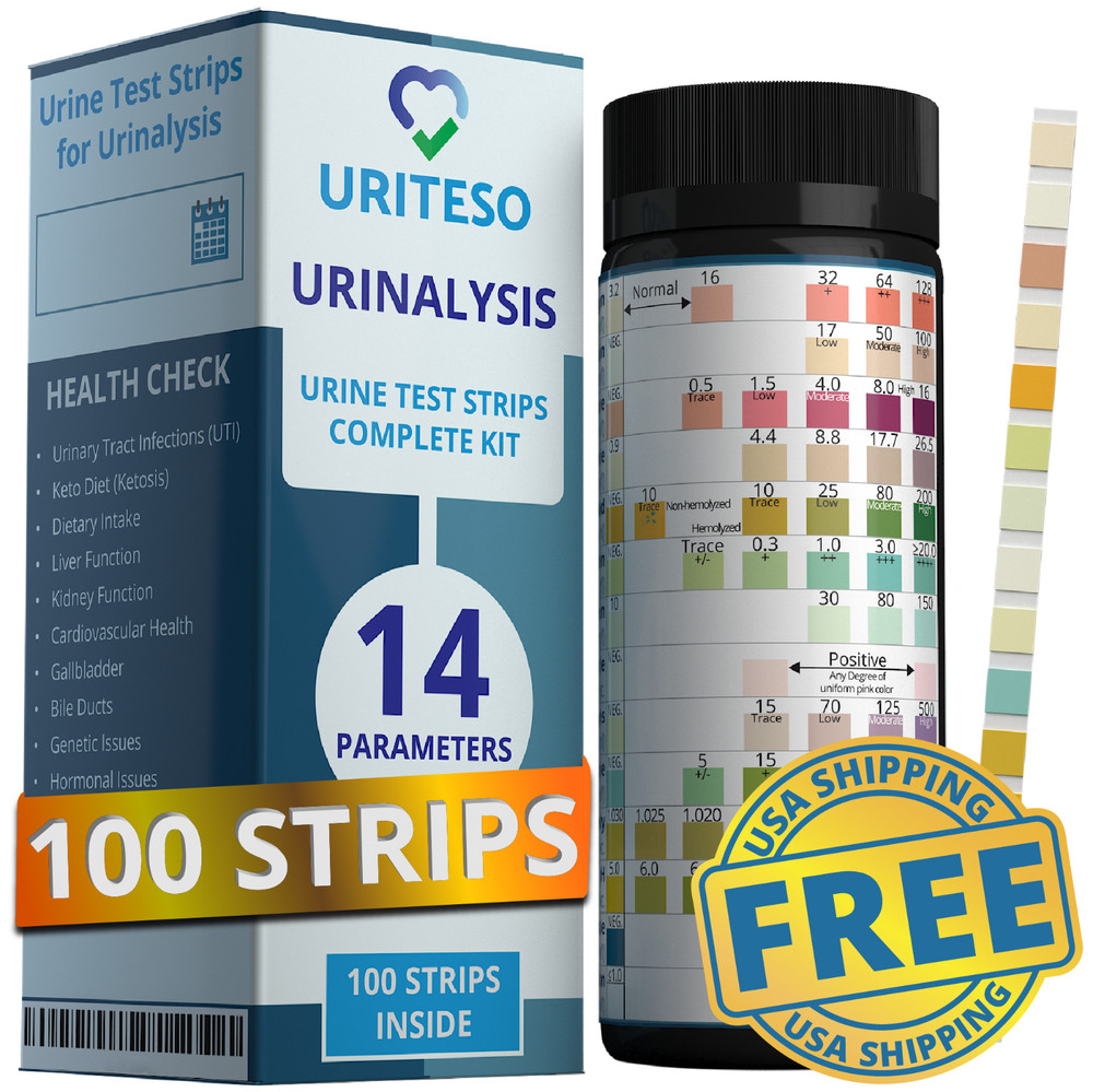 URITESO 14 Parameter Full Panel Urine Test Strips for Urinalysis | 100 Strips