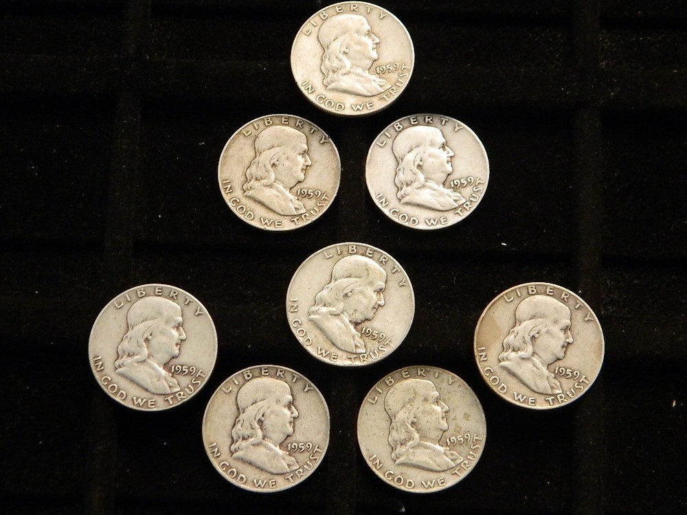 20 - 1950's Mixed Dates 90% Silver Franklin Half Dollar