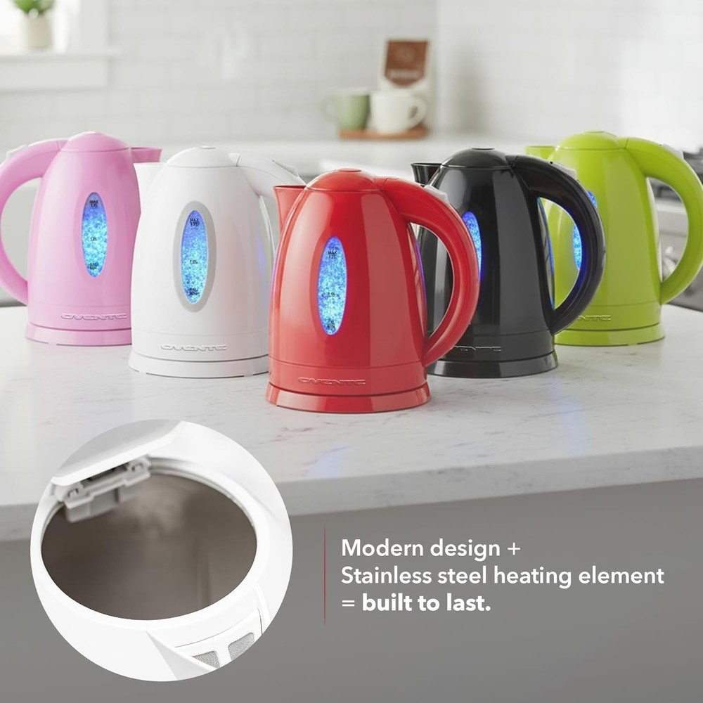 Efficient 1.7L White Electric Kettle with Removable Filter & Safety Features
