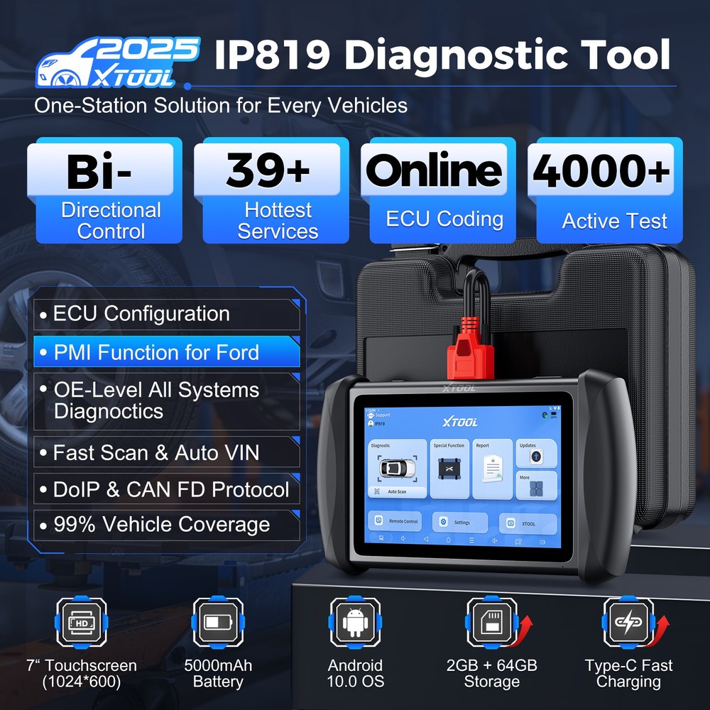 XTOOL IP819 Car Bidirectional Scanner Full System Diagnostic Tool ECU Coding 39+