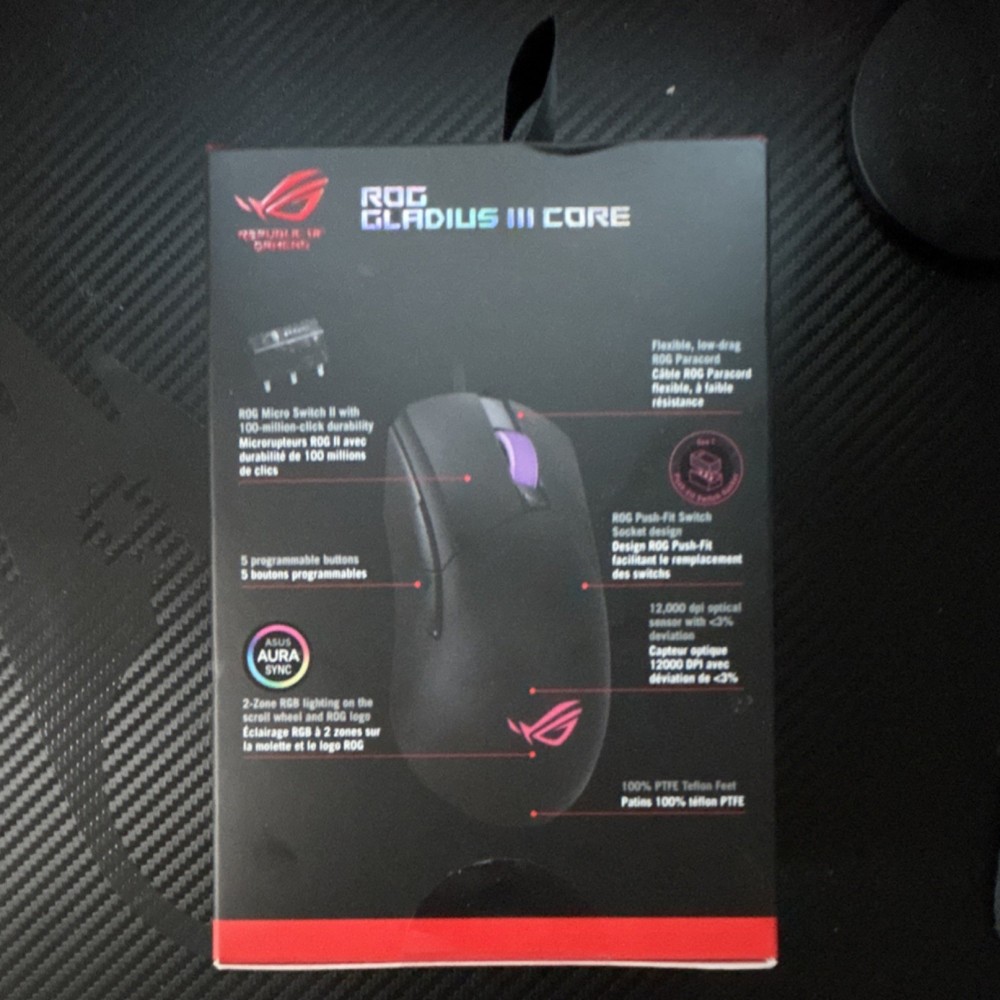 ASUS ROG Gladius III Core Gaming Mouse RGB, Programmable, 12000 DPI, Ergonomic