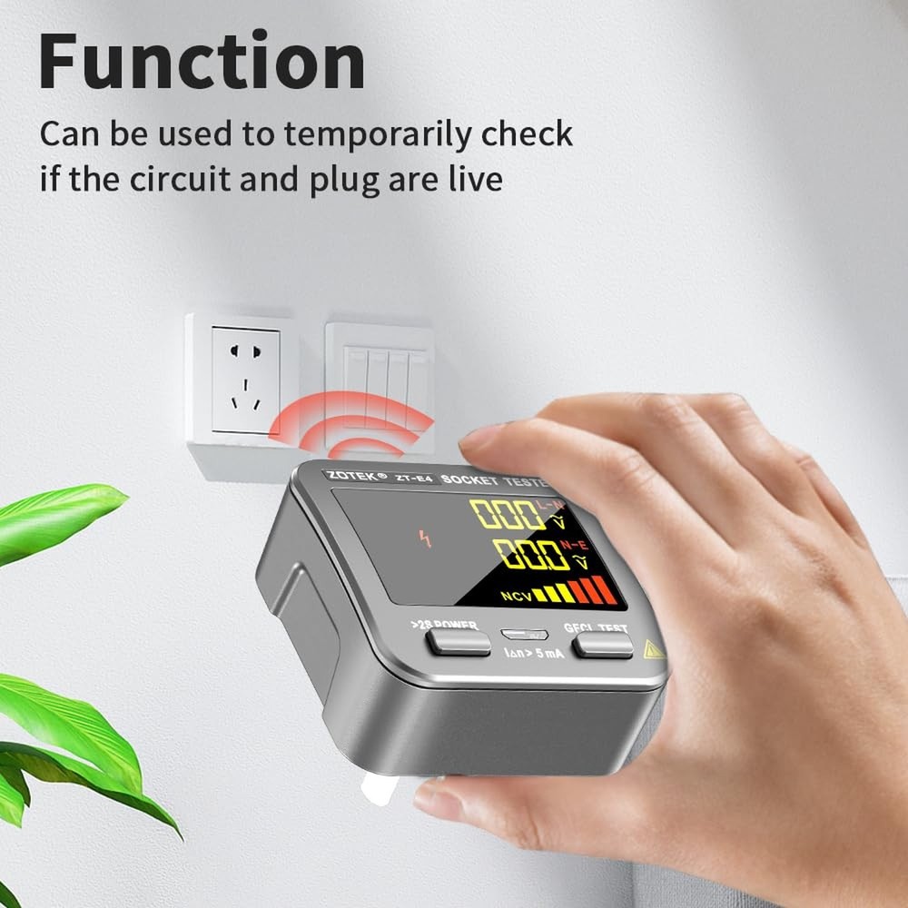 Socket Tester, Plug Tester for Electrical outlets,ZT-E4, Leakage Detector wit...