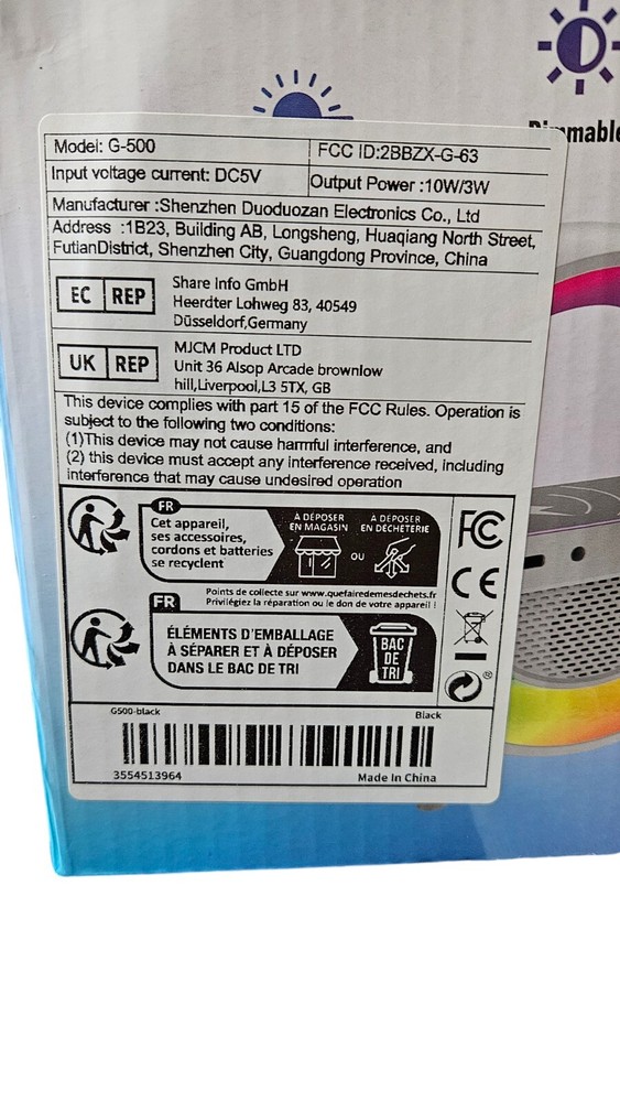 NWT G500 Led Wireless Charging Speaker, Multi-color, Multifunctional