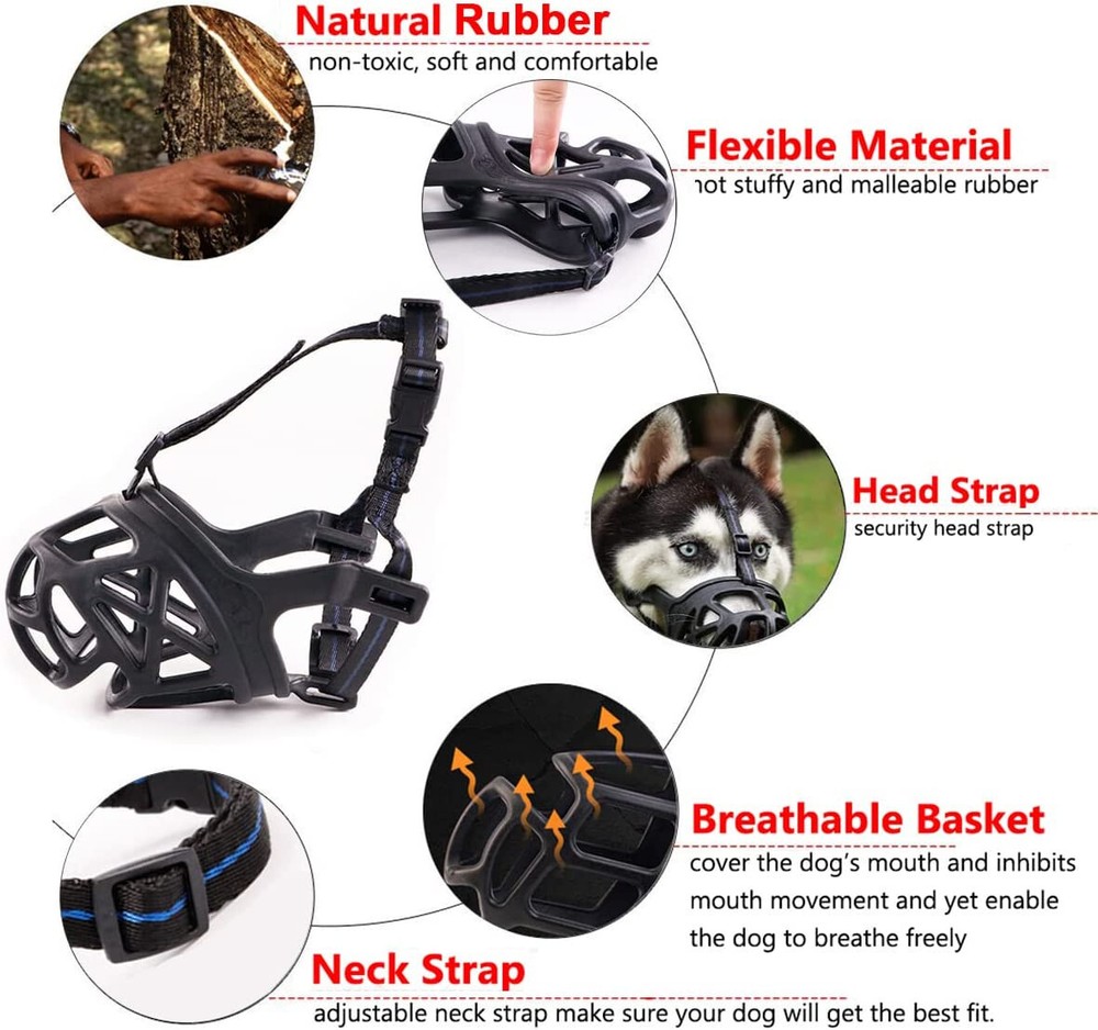 Dog Muzzle, Breathable Basket Muzzle Dogs Stop Biting Barking Chewing Medium #4