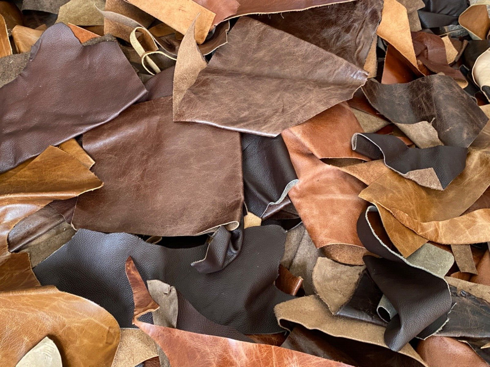Brown Leather Offcuts & Remnants - 1kg - Various colours, thickness & sizes