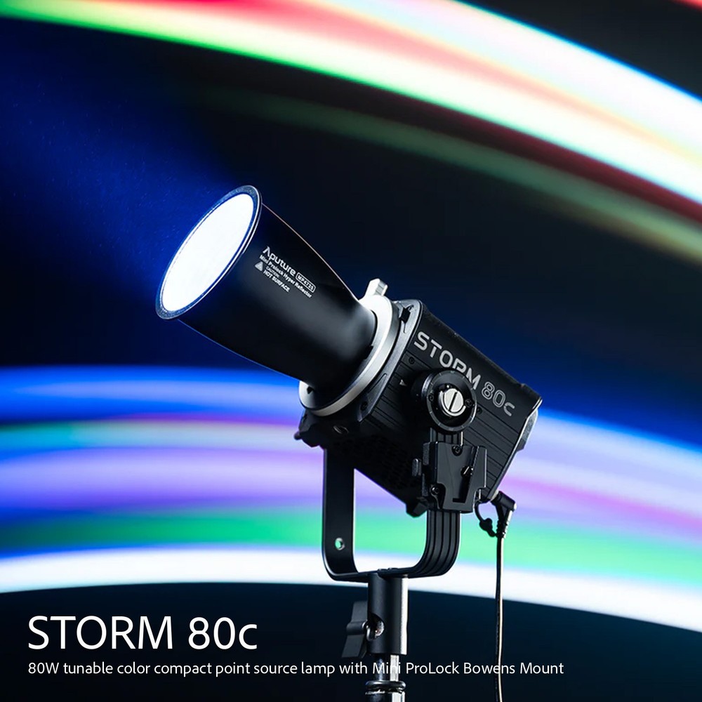 Aputure STORM 80c Point Source Fixture Light Dome 40 Softbox Bundle (Black)