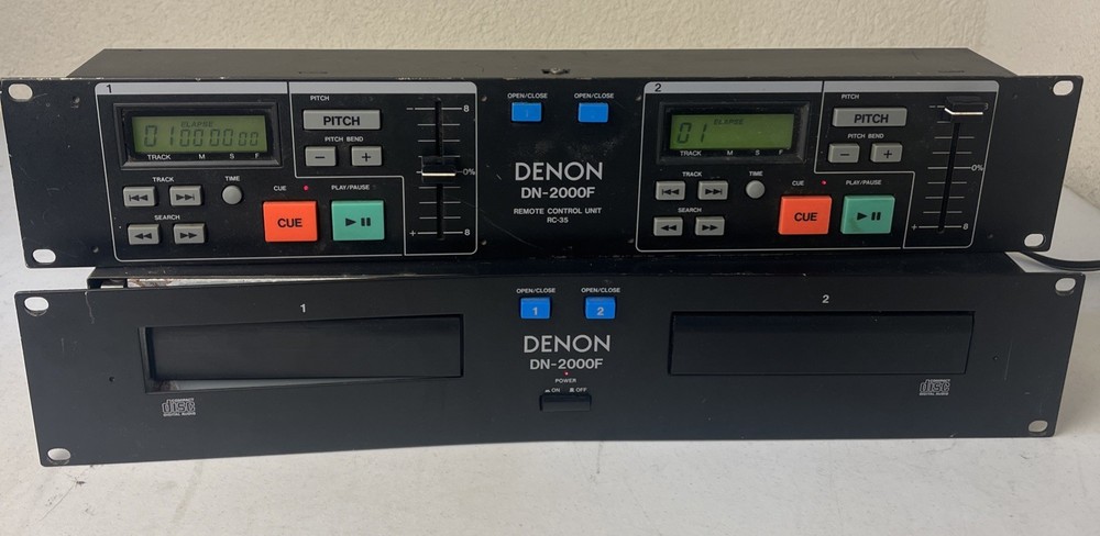 Denon DN-2000F Dual CD Player w/ RC-35 Remote Control Unit Rack Mount DJ Tested