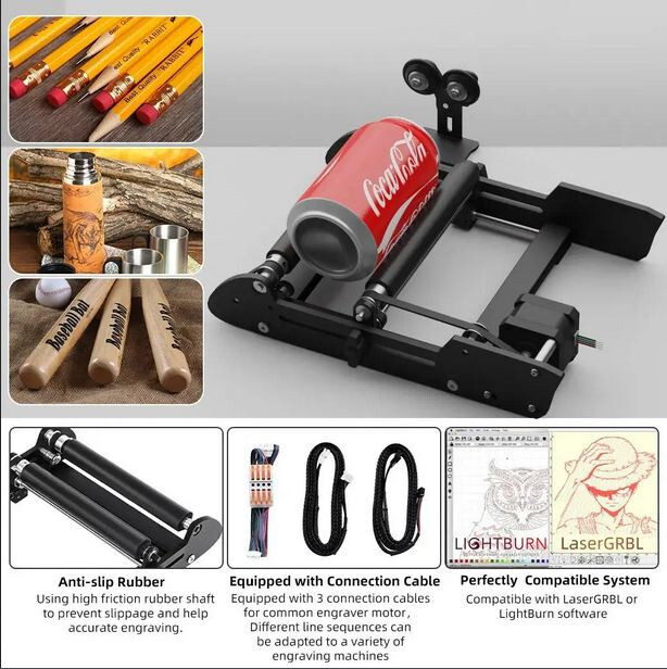 360° Y-axis Laser Rotary Roller Engraving Module for Cylindrical Objects glass