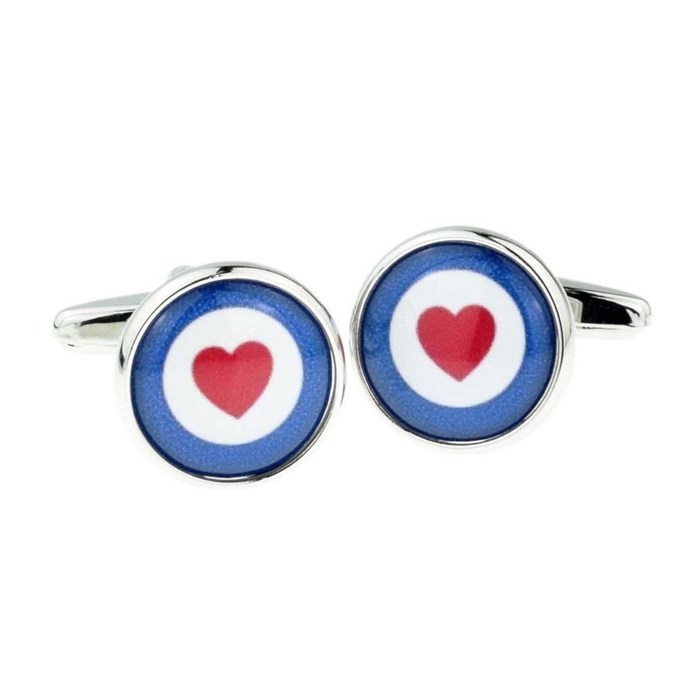Heart Centre Roundel Design Cufflinks Presented in Personalised Box