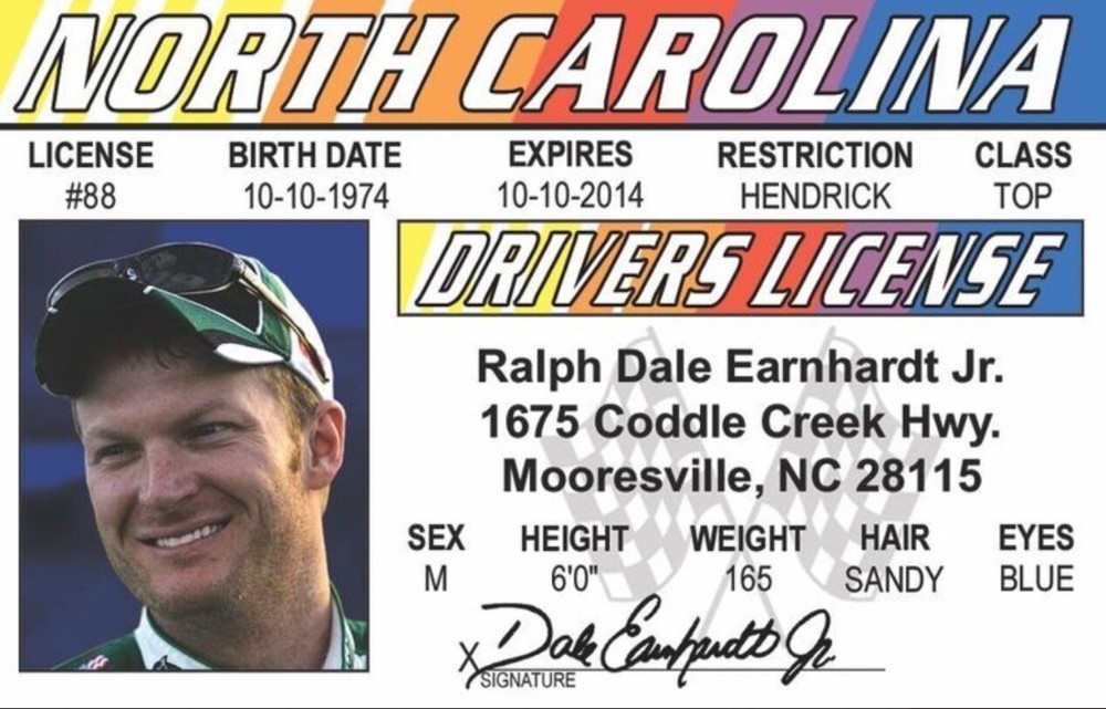 Dale Earnhardt Drivers License 3.4” X  2.2” Laminated ID Card.