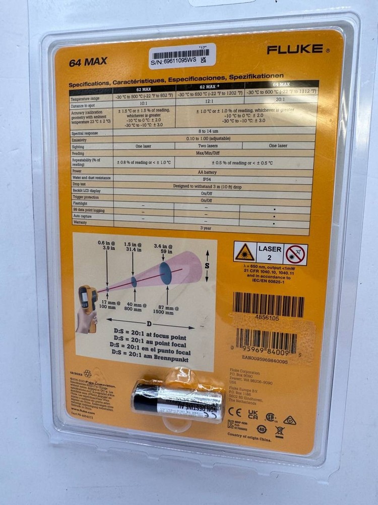 Fluke 64 MAX - Mini Infrared Thermometer with Data Logging