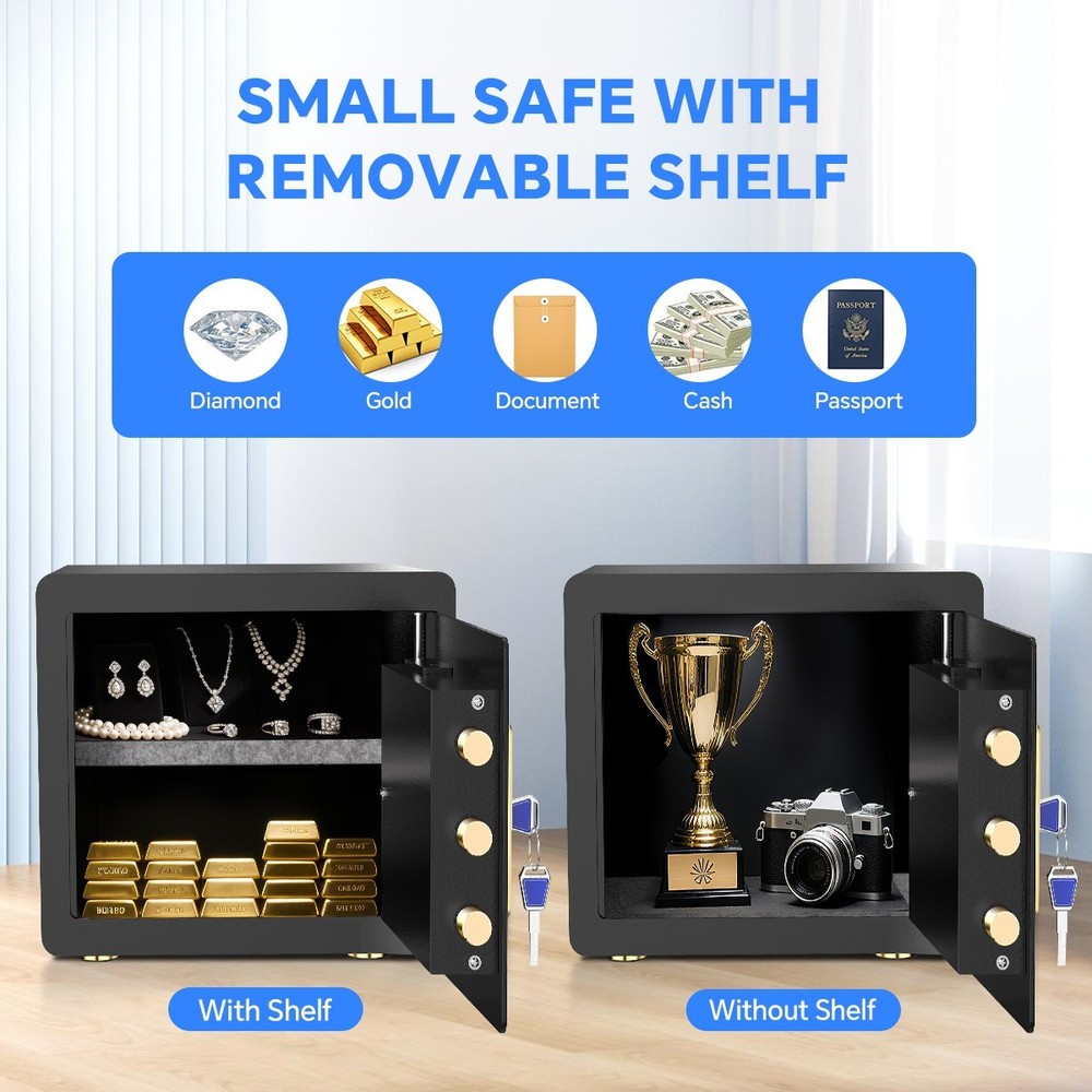 2.8 Safe Box Digital Keypad Fireproof Bag Adjustable Shelf For Cash