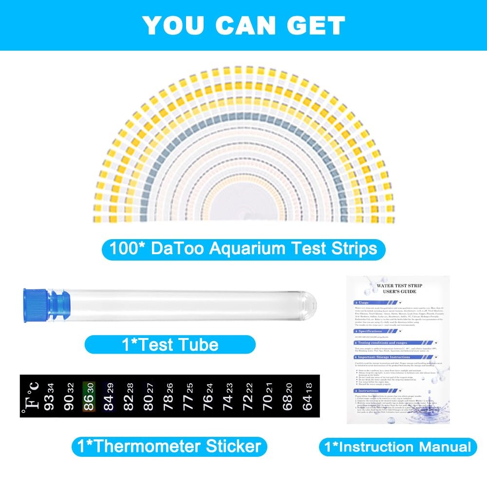 DaToo 8 in 1 Aquarium Test Kit Fish Tank Strips Accurate 100