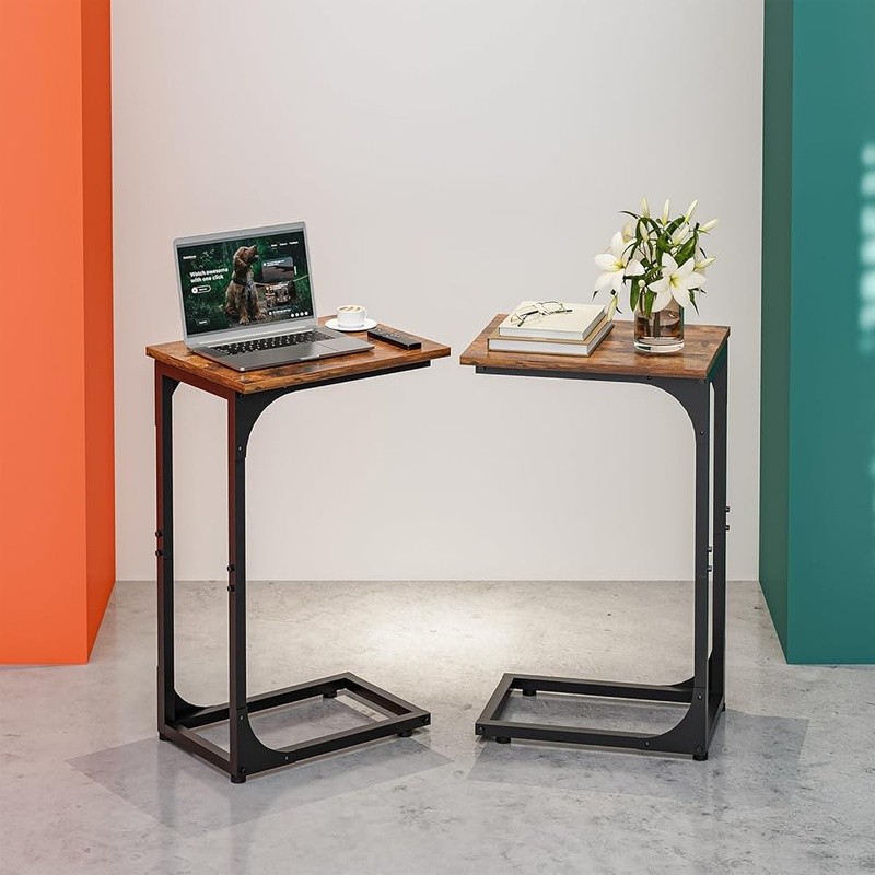 C Shaped Side Table Small Couch Tray Desk Waterproof Scratch Resistant End Table