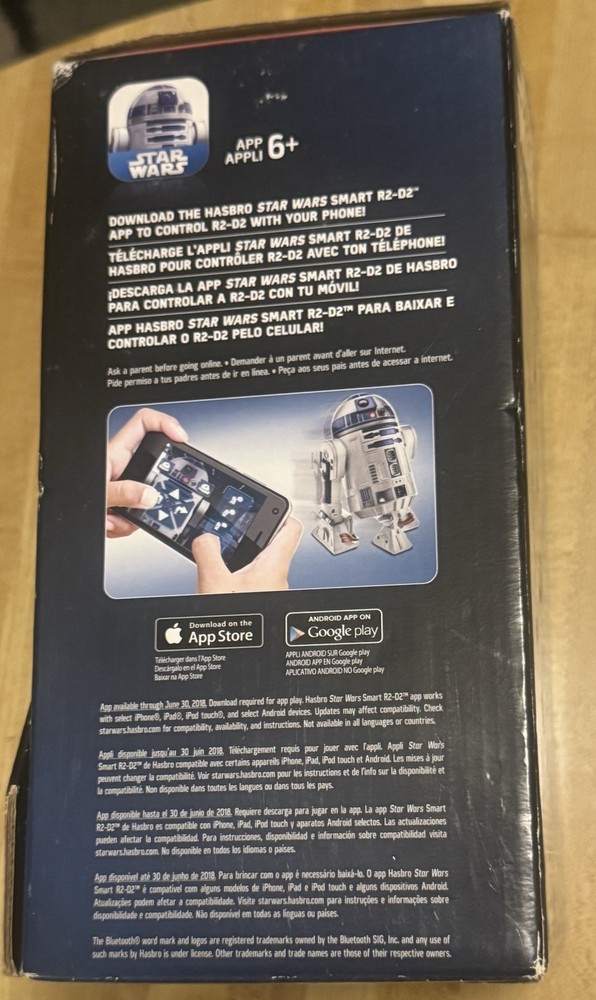 Hasbro Star Wars Smart R2-D2 Remote-Controlled Robot Bluetooth App 6+ White Blue