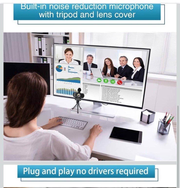 1080P Webcam,Live Streaming Web Camera with Stereo Microphone, Desktop or Lap...