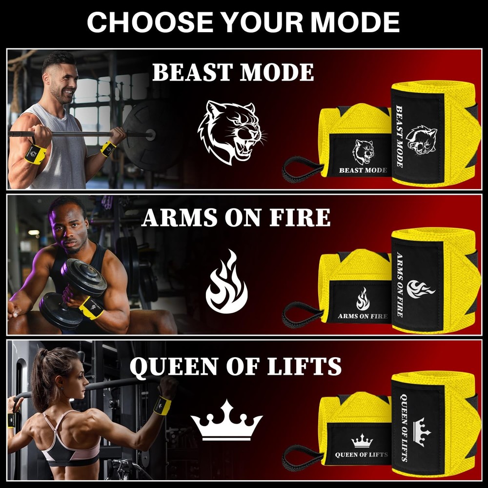 HeavyDuty Weightlifting Wrist Wraps with Thumb Loop for Powerlifting & Training