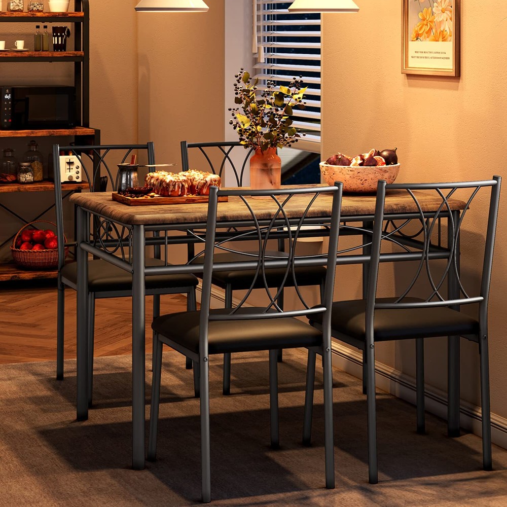 Modern Dining Table Set for 4 Kitchen Table Set and Upholstered Chairs Dinitte