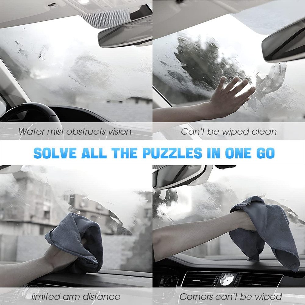 Windshield Cleaning Tool, Car Window Cleaner with Extendable Long Handle and 4 W