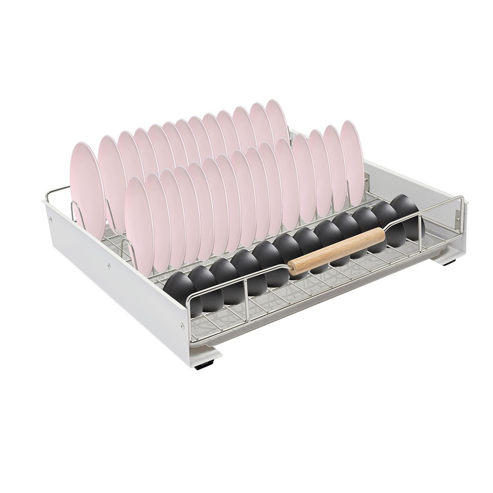 Modern Pull Out Drawer&Bottom-Mounted Slide Out Storage Shelf Silver, White New