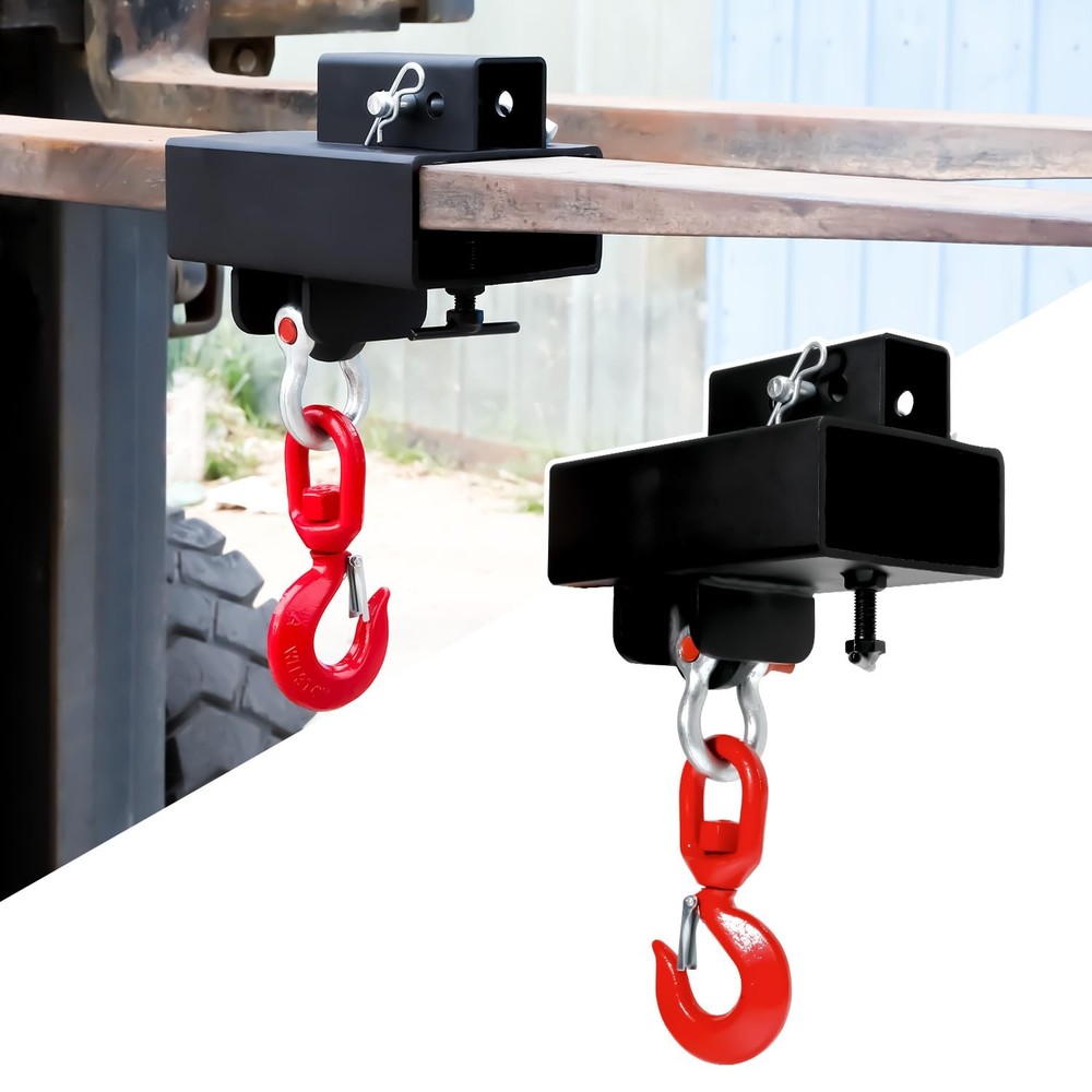 Forklift Lifting Hook, Fork Lifting Attachment, with Trailer Hitch, ForkliftL...