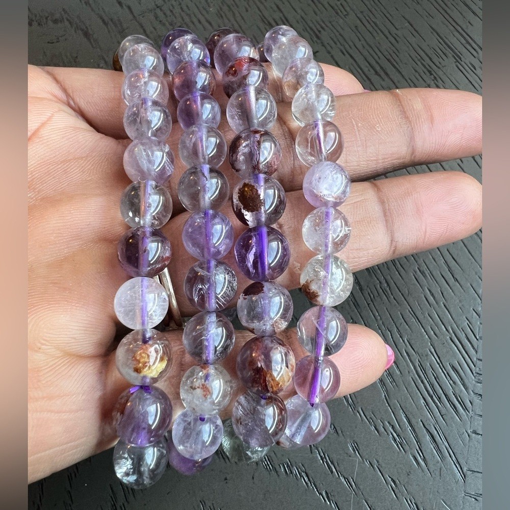(ONE) Amethyst phantom bracelet 8mm SIZE 7’