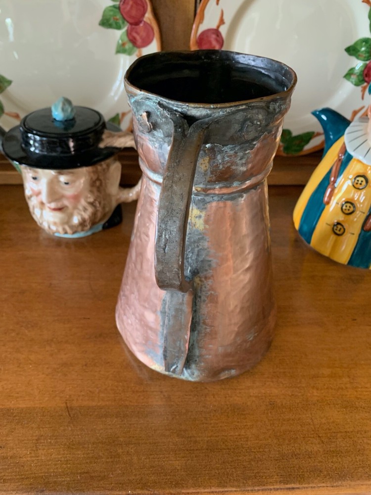 Lovely Antique Hand Hammered Copper 9" Pitcher