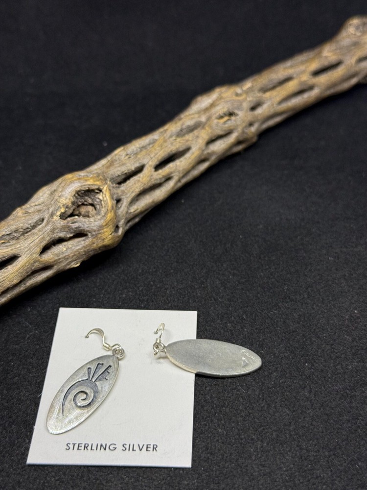 Handmade Native American Hopi Plain Sterling Silver dangle Earrings