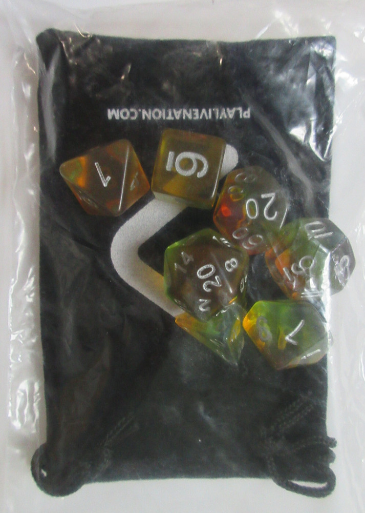 Polyhedral 7 piece  Dice Set with Bag - Suthern Lights Aurora