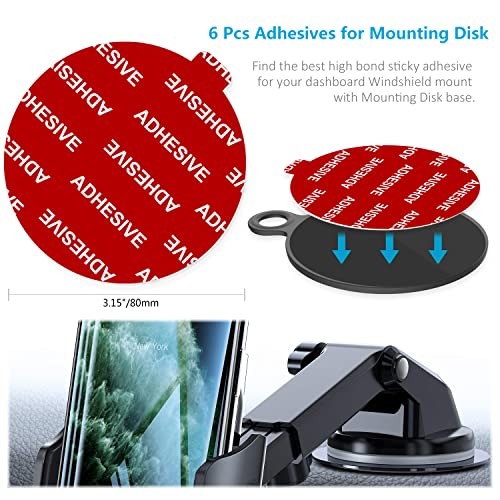 Very High Bond Sticky Adhesive, 6 Pack Dashboard Pad Mounting Disk Adhesive