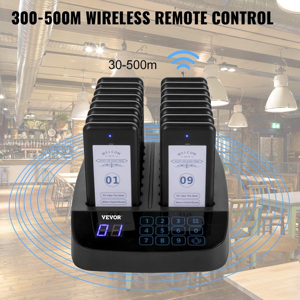 16 Pagers Wireless Restaurant Paging System With Touch Screen Control