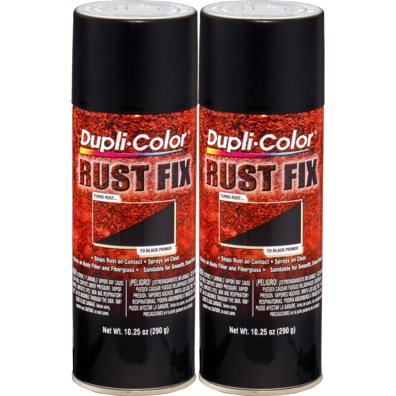 Duplicolor RF129 (2-Pack) Rust Neutralizer Rust Fix, Flat Black, 10.25oz Aerosol