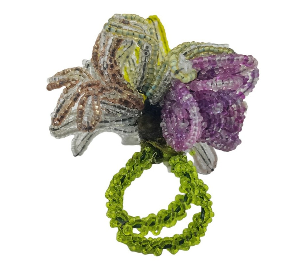 French Seedbead Handmade Ring Floral