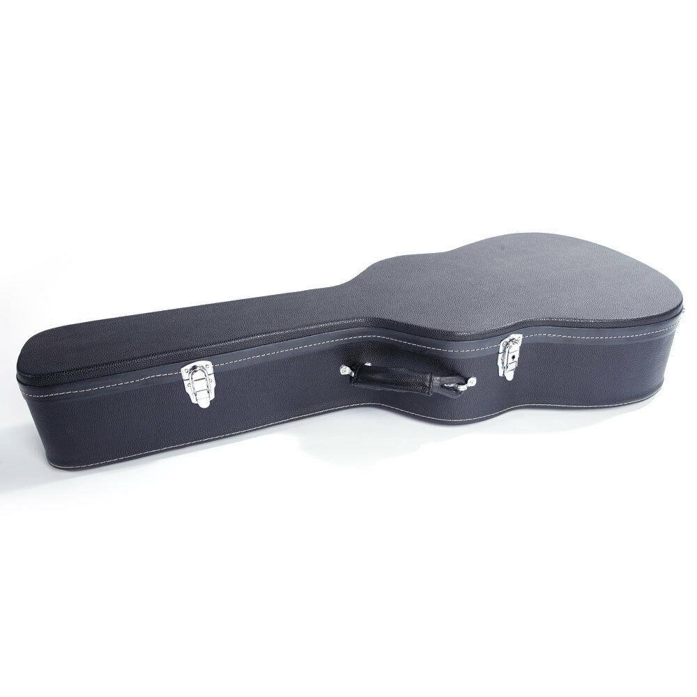 Glarry 39" Microgroove Black Hard Shell Guitar Case with Silver Lockable