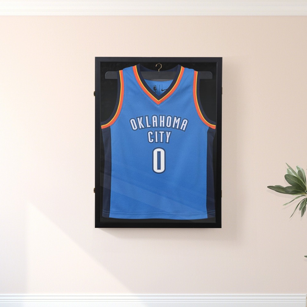 Sports Jersey Frame Box Display Case Rack Frame Locable Baseball Shadowbox Black