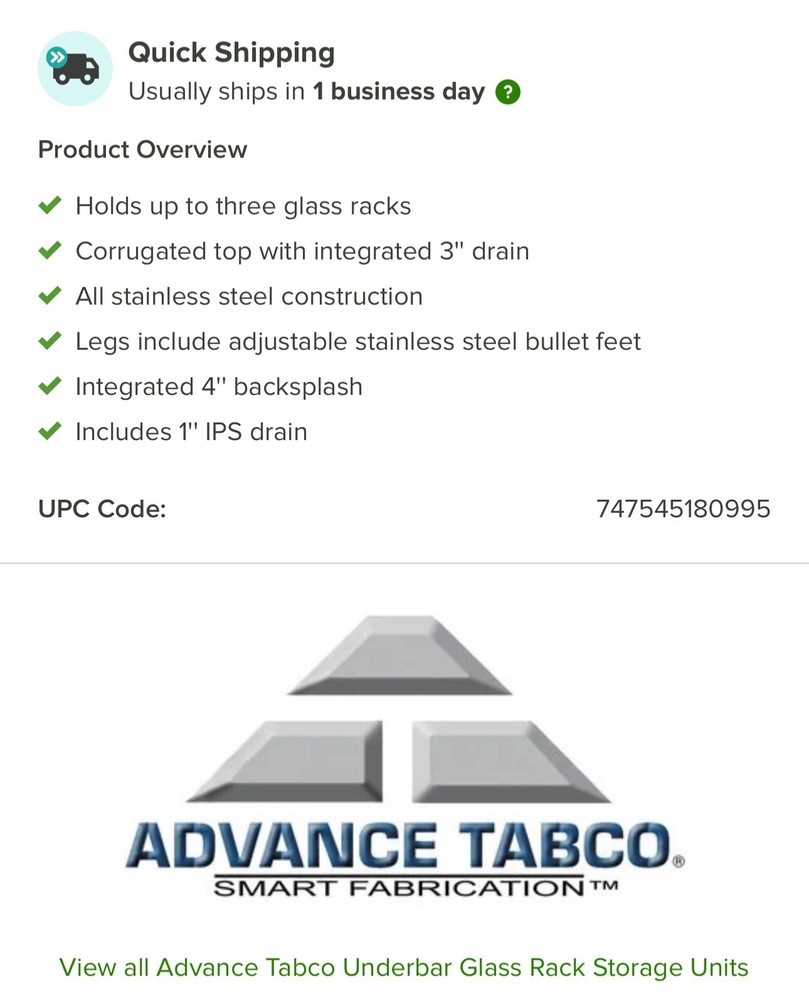 2 undercounter glass racks Advance Tabco