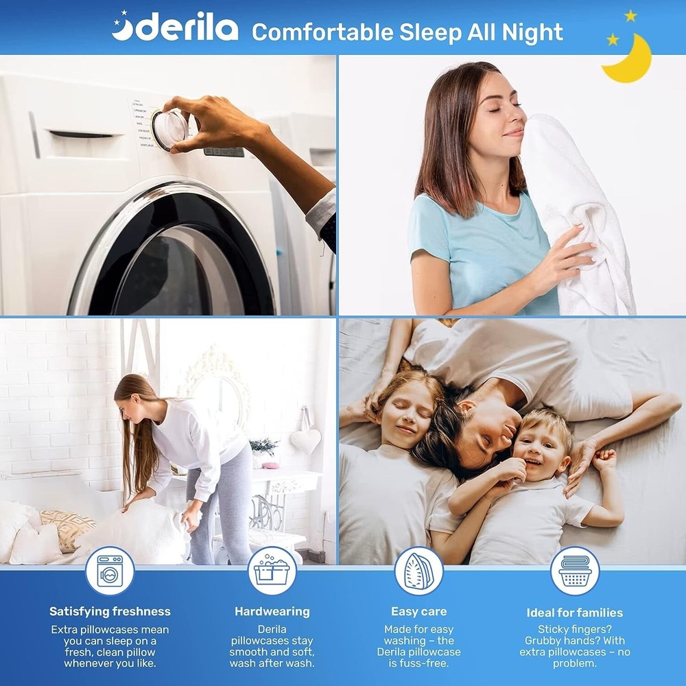 Derila® Pillowcase from Premium Materials to Keep the Pillow White & Clean