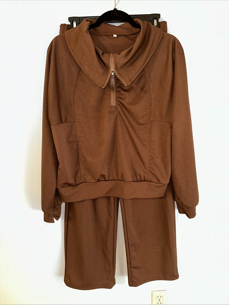 Women’s Two Piece Outfit Set Size M Brown