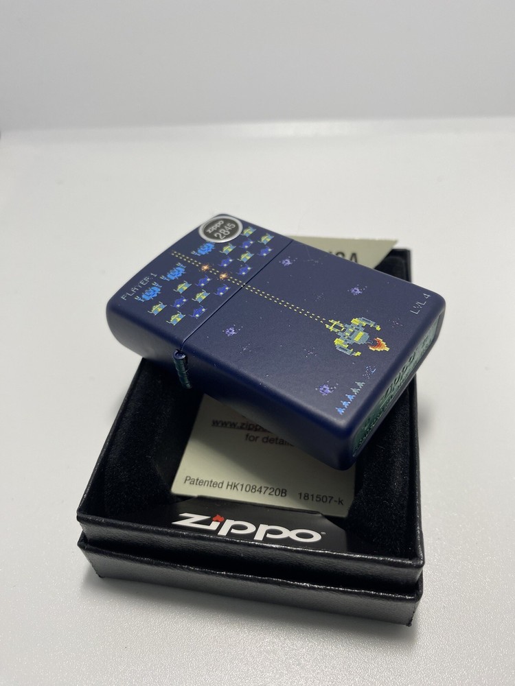 Zippo Pixel Game On A Navy Matte Lighter