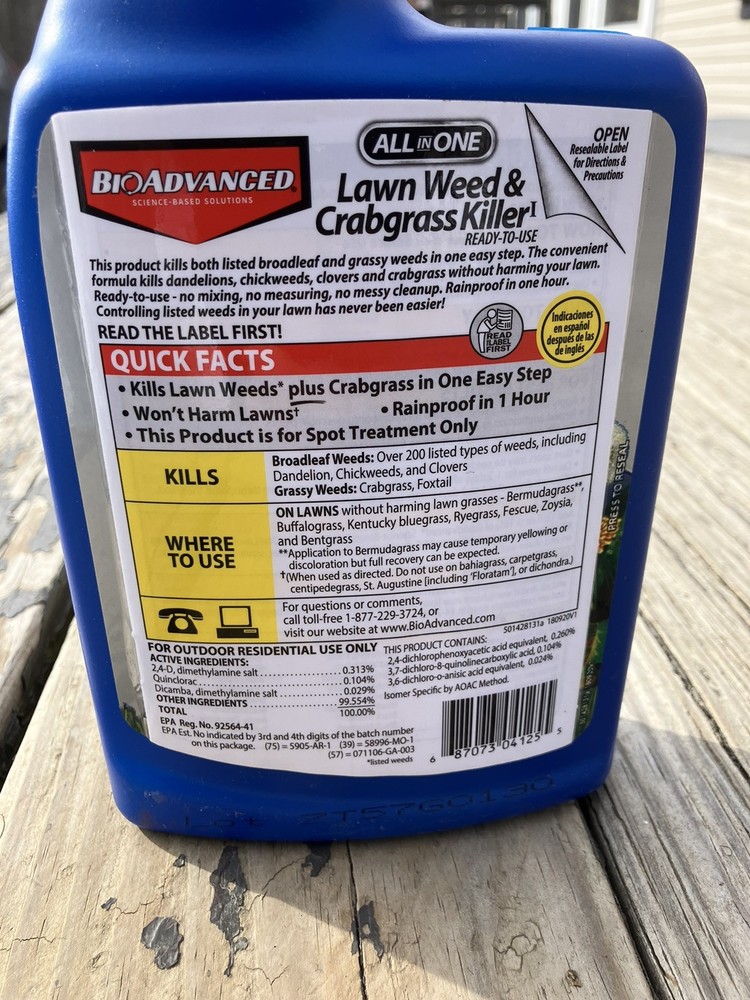 BioAdvanced Lawn Weed & Crabgrass Killer Ready-to-Use Spray 24oz Kills Root
