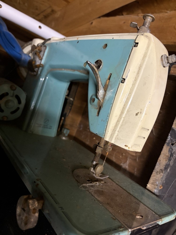 Precision Vintage Blue White Domestic Sewing Machine Original